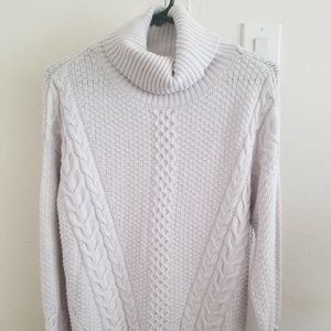 a.n.a. White Cable Knit Turtleneck Sweater